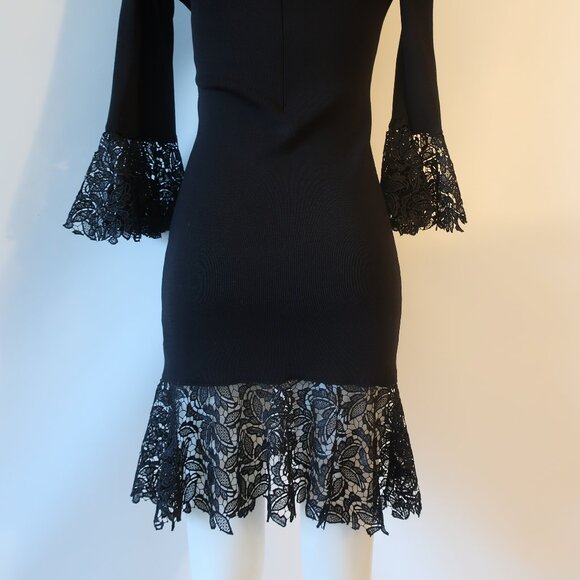 Women Sachin & Babi Black Crochet Lace Trim Peplum Off The Shoulder Dress M * - Picture 13 of 15